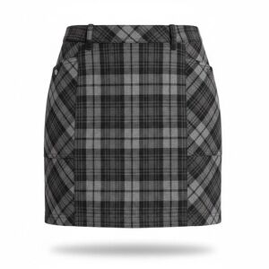Eddie Bauer Skirt Women 8 Plaid Tartan Gray Black Mini Wool Blend Pockets Pencil